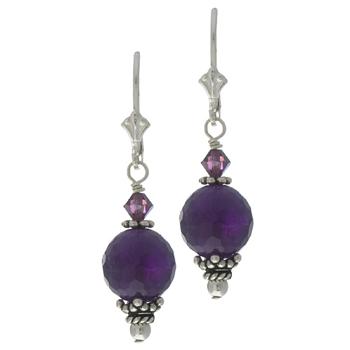 Sterling Silver Amethyst and Crystal Earrings