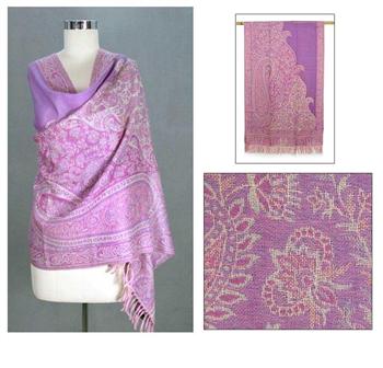 Wool Lilac Love Shawl (India)